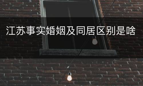 江苏事实婚姻及同居区别是啥