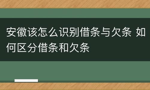 安徽该怎么识别借条与欠条 如何区分借条和欠条