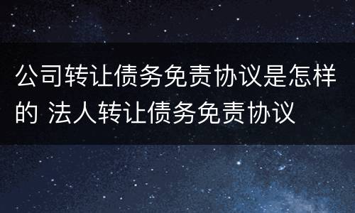 公司转让债务免责协议是怎样的 法人转让债务免责协议