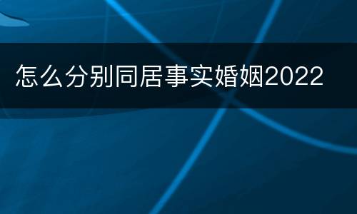 怎么分别同居事实婚姻2022