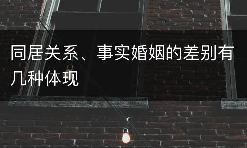 同居关系、事实婚姻的差别有几种体现