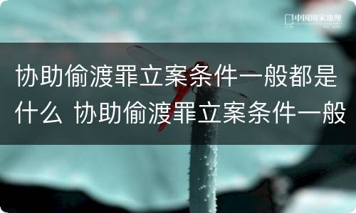 协助偷渡罪立案条件一般都是什么 协助偷渡罪立案条件一般都是什么意思