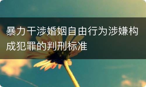 暴力干涉婚姻自由行为涉嫌构成犯罪的判刑标准