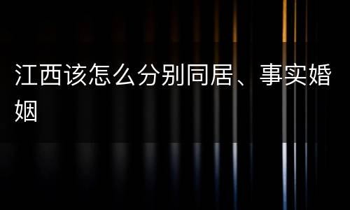 江西该怎么分别同居、事实婚姻