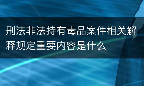 刑法非法持有毒品案件相关解释规定重要内容是什么