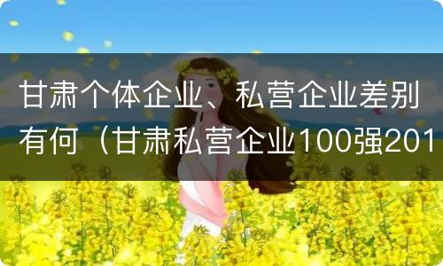 甘肃个体企业、私营企业差别有何（甘肃私营企业100强2018）