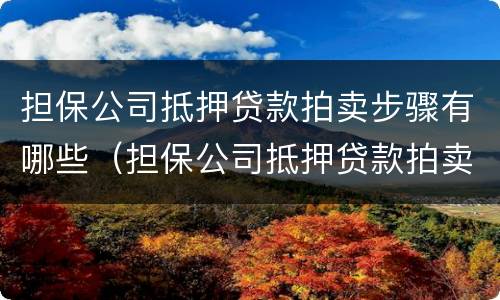 担保公司抵押贷款拍卖步骤有哪些（担保公司抵押贷款拍卖步骤有哪些要求）