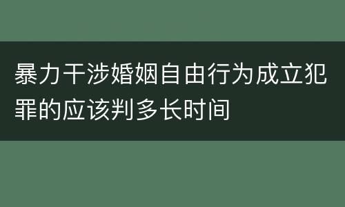 暴力干涉婚姻自由行为成立犯罪的应该判多长时间