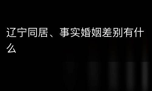 辽宁同居、事实婚姻差别有什么