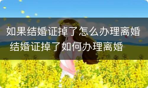 如果结婚证掉了怎么办理离婚 结婚证掉了如何办理离婚