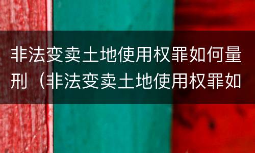 非法变卖土地使用权罪如何量刑（非法变卖土地使用权罪如何量刑标准）