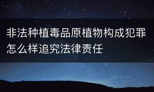 非法种植毒品原植物构成犯罪怎么样追究法律责任