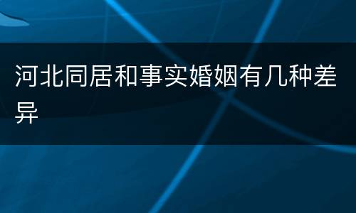 河北同居和事实婚姻有几种差异