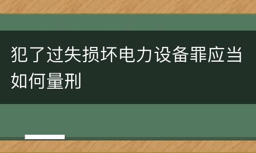 犯了过失损坏电力设备罪应当如何量刑