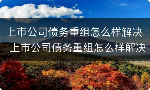 上市公司债务重组怎么样解决 上市公司债务重组怎么样解决的