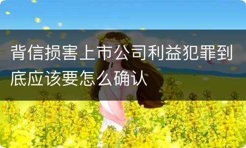 背信损害上市公司利益犯罪到底应该要怎么确认