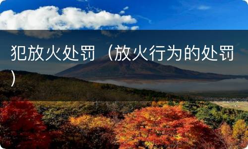 犯放火处罚（放火行为的处罚）