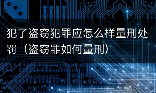 犯了盗窃犯罪应怎么样量刑处罚（盗窃罪如何量刑）