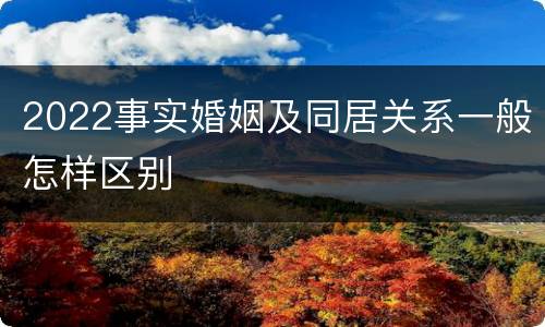 2022事实婚姻及同居关系一般怎样区别