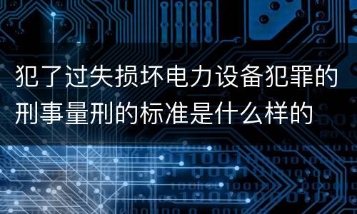 犯了过失损坏电力设备犯罪的刑事量刑的标准是什么样的