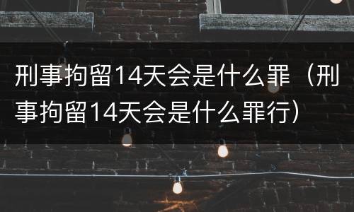 刑事拘留14天会是什么罪（刑事拘留14天会是什么罪行）