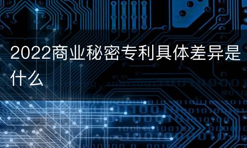 2022商业秘密专利具体差异是什么
