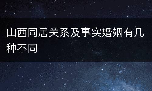 山西同居关系及事实婚姻有几种不同