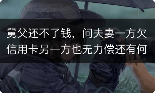 舅父还不了钱，问夫妻一方欠信用卡另一方也无力偿还有何规定