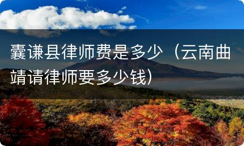 囊谦县律师费是多少（云南曲靖请律师要多少钱）