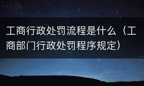 工商行政处罚流程是什么（工商部门行政处罚程序规定）