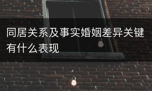 同居关系及事实婚姻差异关键有什么表现