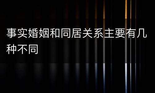 事实婚姻和同居关系主要有几种不同