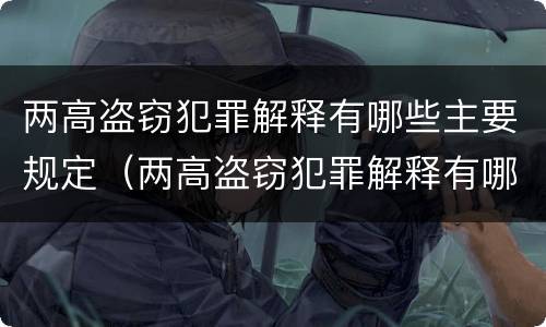 两高盗窃犯罪解释有哪些主要规定（两高盗窃犯罪解释有哪些主要规定呢）