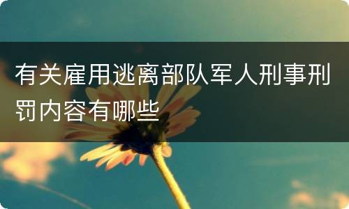 有关雇用逃离部队军人刑事刑罚内容有哪些