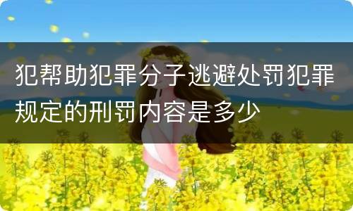 犯帮助犯罪分子逃避处罚犯罪规定的刑罚内容是多少