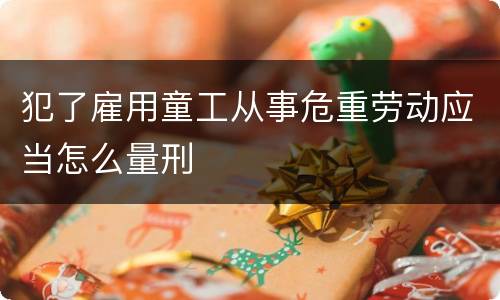 犯了雇用童工从事危重劳动应当怎么量刑