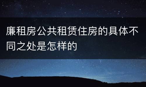 廉租房公共租赁住房的具体不同之处是怎样的