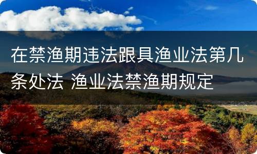 在禁渔期违法跟具渔业法第几条处法 渔业法禁渔期规定