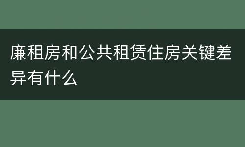 廉租房和公共租赁住房关键差异有什么