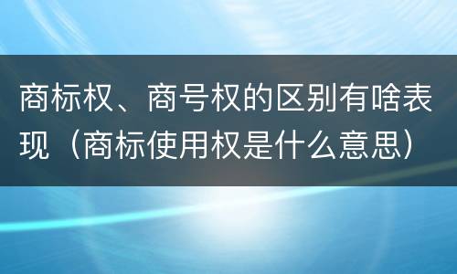 商标权、商号权的区别有啥表现（商标使用权是什么意思）