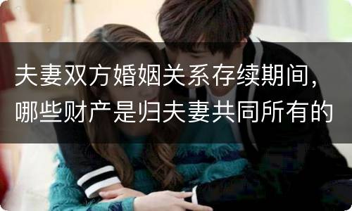 夫妻双方婚姻关系存续期间，哪些财产是归夫妻共同所有的