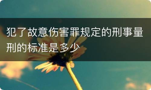犯了故意伤害罪规定的刑事量刑的标准是多少