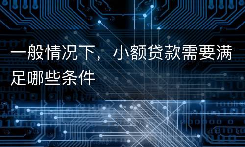 一般情况下，小额贷款需要满足哪些条件