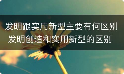 发明跟实用新型主要有何区别 发明创造和实用新型的区别
