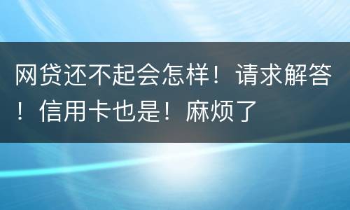 网贷还不起会怎样！请求解答！信用卡也是！麻烦了