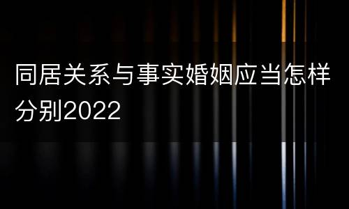同居关系与事实婚姻应当怎样分别2022