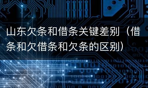 山东欠条和借条关键差别（借条和欠借条和欠条的区别）