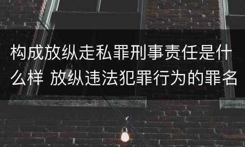 构成放纵走私罪刑事责任是什么样 放纵违法犯罪行为的罪名