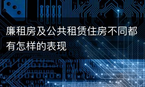 廉租房及公共租赁住房不同都有怎样的表现