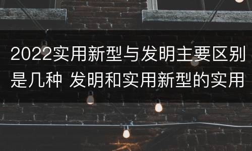 2022实用新型与发明主要区别是几种 发明和实用新型的实用性